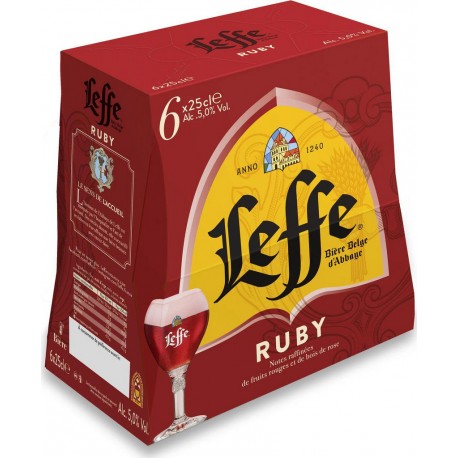 LEFFE RUBY 5% 25CL (lot de 3 packs de 6 soit 18 bouteilles)