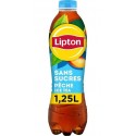 Lipton Thé Pêche ICE TEA Zero sans sucres 1,25L (lot de 8 bouteilles)