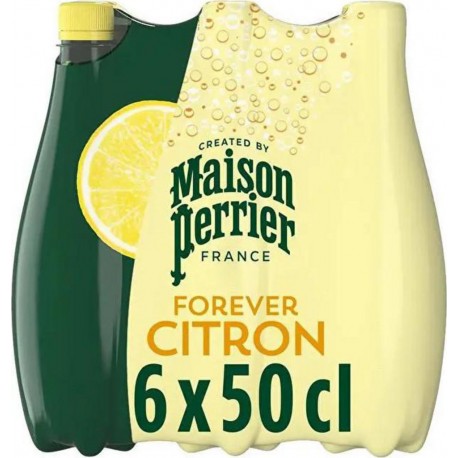 Perrier Eau minérale gazeuse Citron PET 50cl (pack de 6)