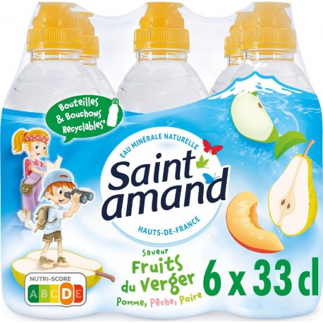 SAINT AMAND Eau aromatisée pomme pêche poire (pack de 6 bouteilles de 33cL)