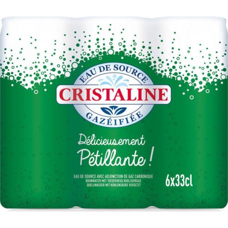 CRISTALINE Eau de source pétillante (pack de 6 canettes de 33cl)