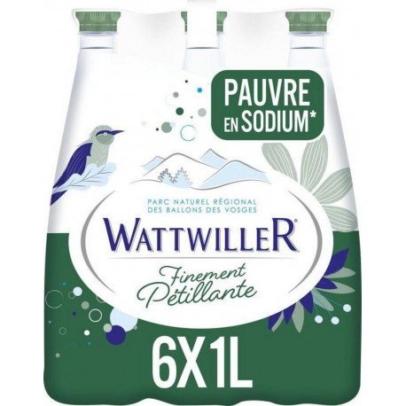 WATTWILLER Eau Minérale Finement Pétillante (pack de 6 bouteilles de 1L)