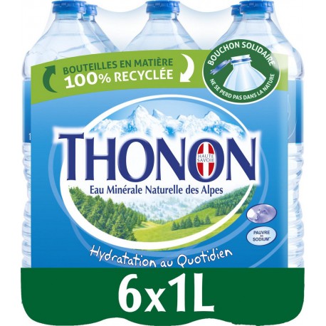 THONON Eau minérale naturelle (pack de 6 bouteilles de 1L)