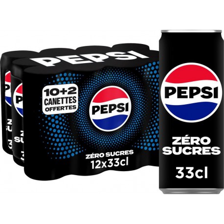 PEPSI Soda Sans Sucres ZERO (pack de 12)