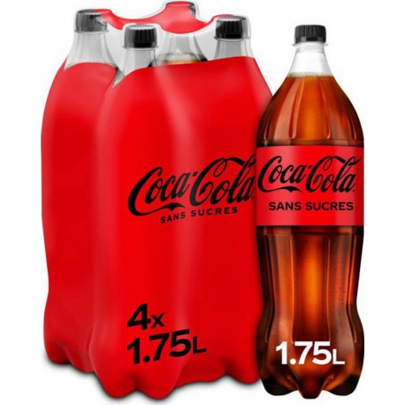 COCA COLA Soda sans sucres COCA-COLA (pack de 4 bouteilles de 1,75L)