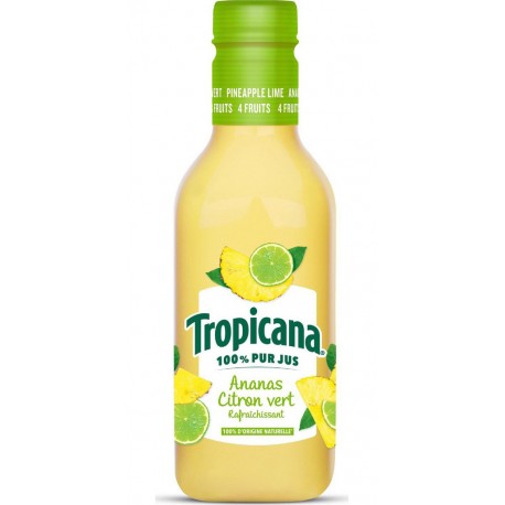 TROPICANA Jus de Fruits Ananas et Citron Vert Pur Jus 90CL