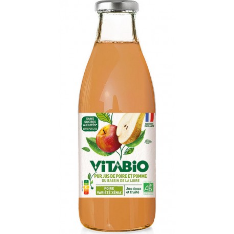 VITABIO Jus de poire xénia et pomme ariane pur bio 75cL