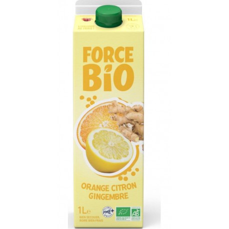 FORCE BIO Jus d'Orange, Citron et Gingembre Bio la brique de 1L