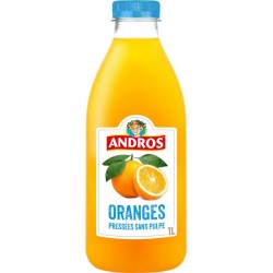 D 100 ANDROS Jus D'Orange Pressées Sans Pulpe 100% Pur Jus Sans Sucres Ajoutés ANDROS 1L