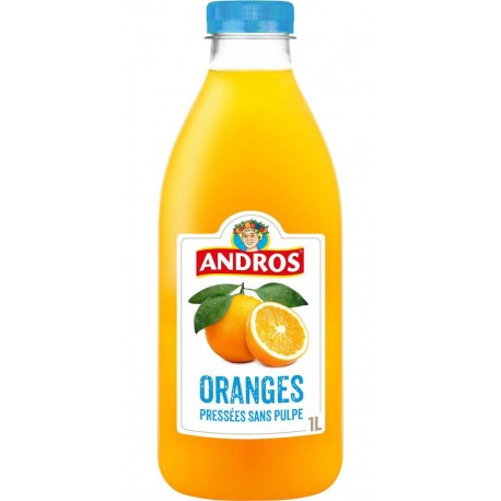 D 100 ANDROS Jus D'Orange Pressées Sans Pulpe 100% Pur Jus Sans Sucres Ajoutés ANDROS 1L