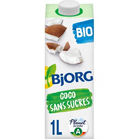 BJORG Boisson Végétale lait de Coco sans sucres la brique de 1L