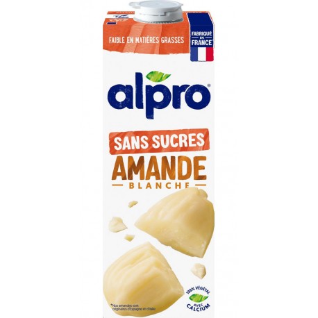 ALPRO Boisson végétale lait d'amande non grillée sans sucres la brique de 1L