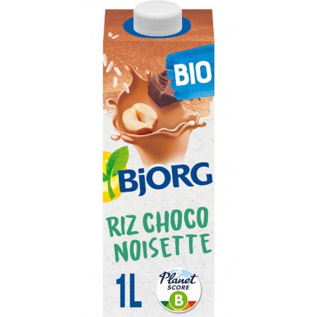 BJORG Boisson Végétale Riz choco noisettes la brique de 1L