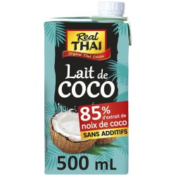 85 REAL THAI Lait de Coco 85% sans additifs REAL THAI la brique de 500mL