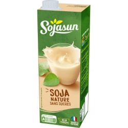 SOJASUN Boisson végétale soja nature sans sucres la brique de 1L