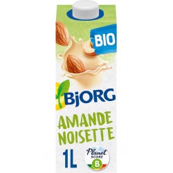 BJORG Boisson Végétale Lait d'amande noisettes la brique de 1L