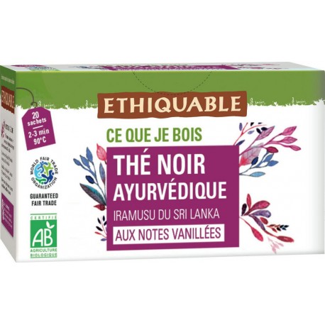 ETHIQUABLE Thé noir au note vanillé Bio (la boite de 20 sachets)