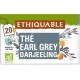 ETHIQUABLE Thé noir earl grey Darjeeling Bio (la boite de 20 ) SACHETS L