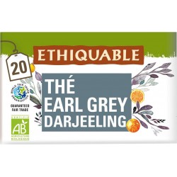 ETHIQUABLE Thé noir earl grey Darjeeling Bio (la boite de 20 ) SACHETS L