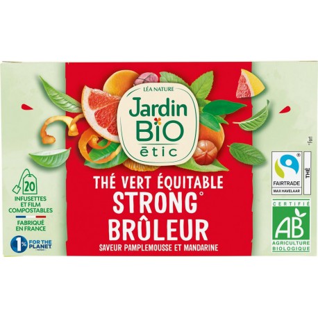 JARDIN BIO Thé vert bruleur Bio ETIC (la boîte de 20 sachets)