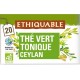 ETHIQUABLE Thé vert tonique au guarana Ceylan Bio (la boite de 20 sachets)