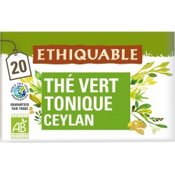 ETHIQUABLE Thé vert tonique au guarana Ceylan Bio (la boite de 20 sachets)