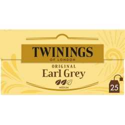 TWININGS Thé noir Original Earl Grey (la boite de 25 sachets)