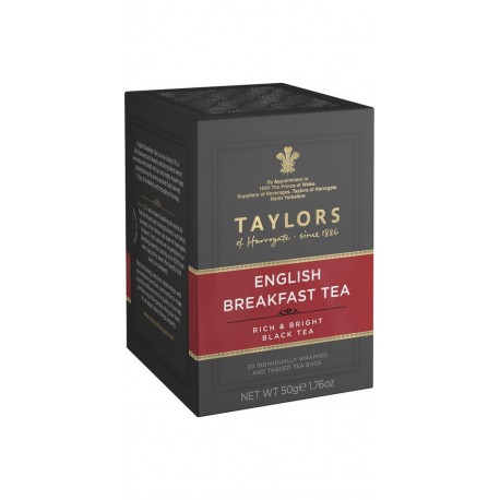 TAYLORS OF HARROGATE Thé noir Anglais breakfast (la boite de 40 sachets)