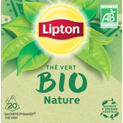 LIPTON Thé Vert Bio Nature (la boite de 20 sachets)