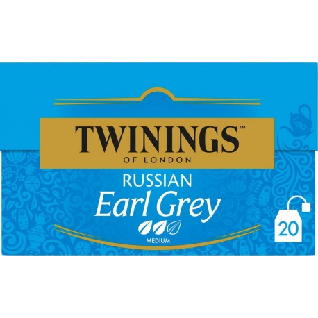 TWININGS Thé noir Russian Earl Grey (la boite de 20 ) SACHETS L