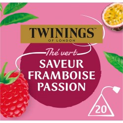 TWININGS Thé vert Framboise Passion (la boite de 20 sachets)