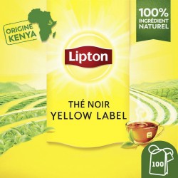 LIPTON Thé noir yellow label, origine Kenya (la boite de 100 sachets)