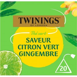 TWININGS Thé vert Citron Vert Gingembre (la boite de 20 sachets)