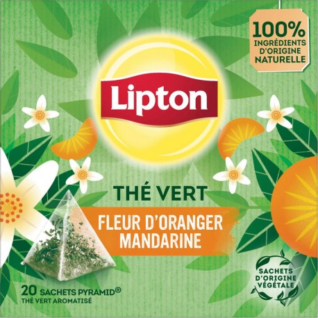 LIPTON Thé vert fleur d'oranger mandarine (la boite de 20 sachets)