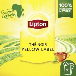 LIPTON Thé noir yellow label, origine Kenya (la boite de 30 sachets)