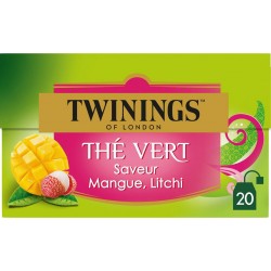 TWININGS Thé vert Mangue Litchi (la boite de 20 sachets)