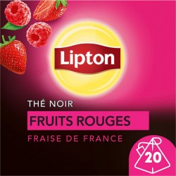 LIPTON Thé noir fruits rouges à la fraise de France (la boite de 20 sachets)