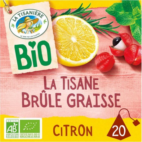 LA TISANIERE Infusion Bio Brûle Graisse Citron (la boite de 20 sachets)