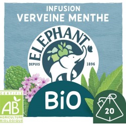 ELEPHANT Infusion verveine menthe, bio (la boite de 20 sachets)