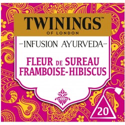 TWININGS Infusion Ayurveda Fleur de Sureau Framboise Hibiscus (la boite de 20 sachets)