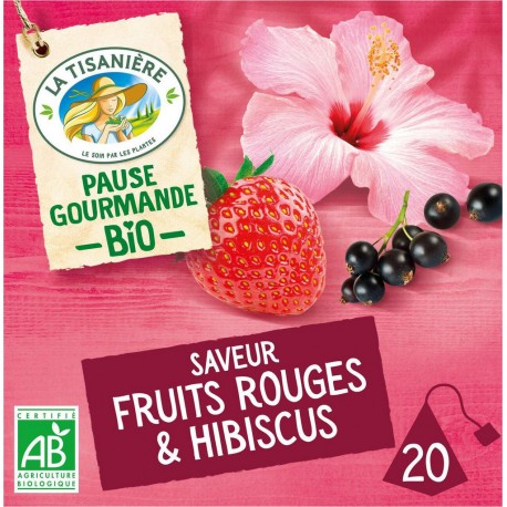 LA TISANIERE Infusion fruits rouges et hibiscus Bio (la boite de 20 sachets)