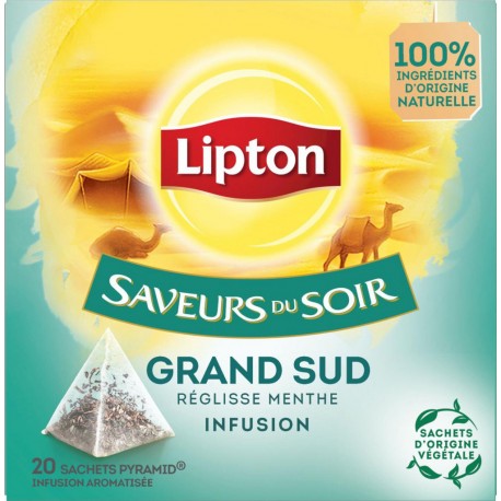 LIPTON Infusion Saveur du soir Grand sud menthe et réglisse (la boite de 20 sachets)