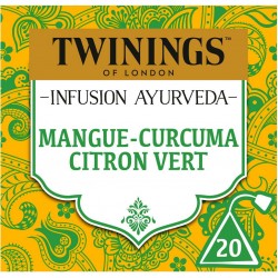 TWININGS Infusion Ayurveda Mangue Curcuma Citron Vert (la boite de 20 sachets)