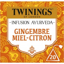 TWININGS Infusion Ayurveda Gingembre Miel Citron (la boite de 20 ) SACHETS L