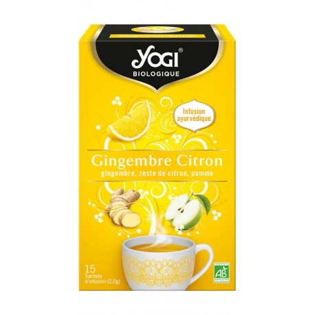 YOGI Thé infusion au gingembe citron et zeste de pomme (la boite de 15 sachet)