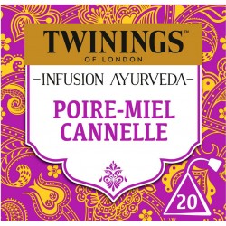 TWININGS Infusion Ayurveda Poire Miel Cannelle (la boite de 20 ) SACHETS L