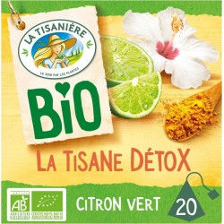 LA TISANIERE Infusion detox citron vert Bio (la boite de 20 sachets)