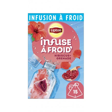 LIPTON Infusion à froid grenade hibiscus (la boite de 15 sachets)