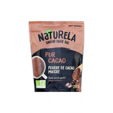 NATURELA chocolat en poudre sans sucres ajoutés Bio le sachet de 250g