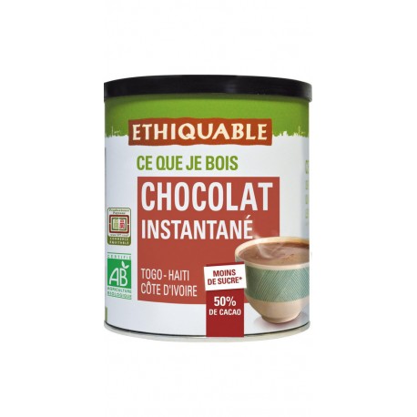 50 ETHIQUABLE Chocolat instantané en poudre 50% cacao Bio ETHIQUABLE (la boite de 425 g)